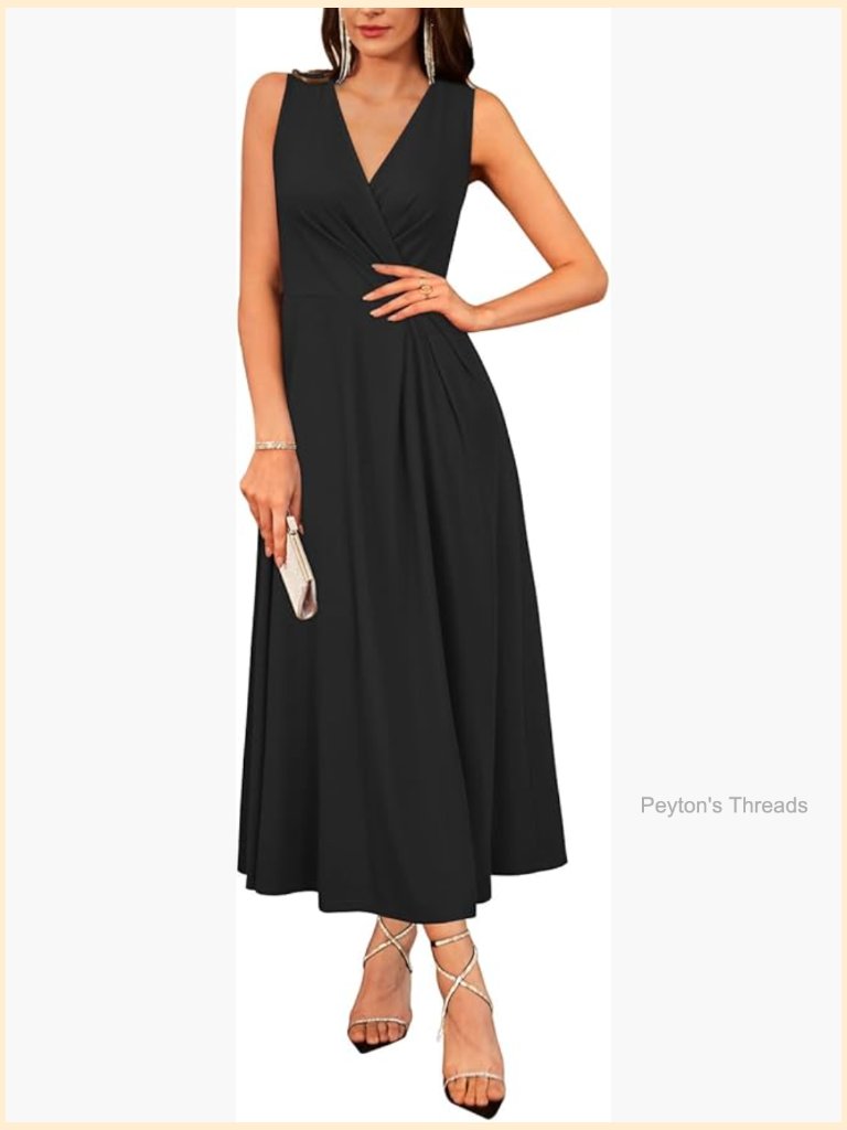 Formal Evening Maxi Dress V Neck Sleeveless Wedding Guest Elegant